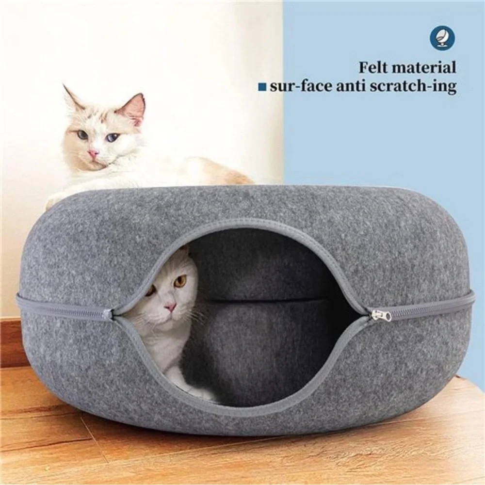 Cat Tunnel Bed, Indoor Cat Cave, Cat Tunnel, Large Cat House, Donut Cat Bed